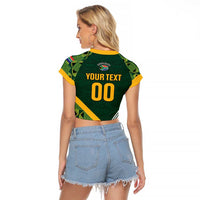 Custom Rugby South Africa Raglan Cropped T Shirt Baby Boks Go Champions