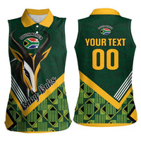 Custom Rugby South Africa Women Sleeveless Polo Shirt Baby Boks Go Champions