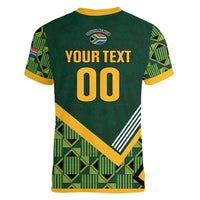 Custom Rugby South Africa Women V-Neck T-Shirt Baby Boks Go Champions