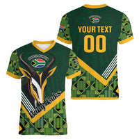 Custom Rugby South Africa Women V-Neck T-Shirt Baby Boks Go Champions