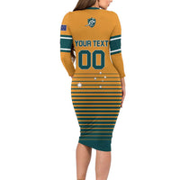Custom Rugby Australia Family Matching Long Sleeve Bodycon Dress and Hawaiian Shirt Junior Wallabies Go Champions