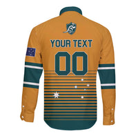 Custom Rugby Australia Long Sleeve Button Shirt Junior Wallabies Go Champions