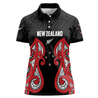 Custom Rugby New Zealand Women Polo Shirt Baby Black Go Champions