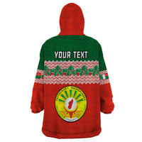 Personalised Madagascar Wearable Blanket Hoodie Madagasikara Seal Baobab African Pattern - Wonder Print Shop