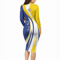 Personalized Boneiru Flag Stylized Long Sleeve Bodycon Dress