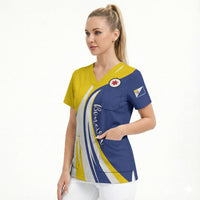 Personalized Boneiru Flag Stylized Scrub Top