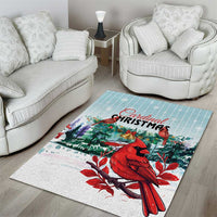 Cardinal Christmas Area Rug Snowflake Xmas Tree - Wonder Print Shop