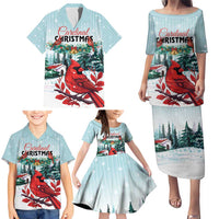 Personalised Cardinal Christmas Family Matching Puletasi and Hawaiian Shirt Snowflake Xmas Tree - Wonder Print Shop