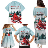 Personalised Cardinal Christmas Family Matching Puletasi and Hawaiian Shirt Snowflake Xmas Tree - Wonder Print Shop