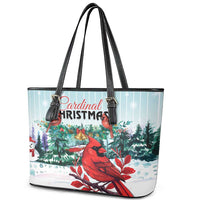 Cardinal Christmas Leather Tote Bag Snowflake Xmas Tree - Wonder Print Shop