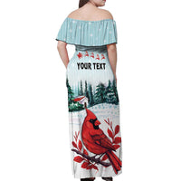 Personalised Cardinal Christmas Off Shoulder Maxi Dress Snowflake Xmas Tree - Wonder Print Shop