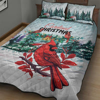 Cardinal Christmas Quilt Bed Set Snowflake Xmas Tree - Wonder Print Shop