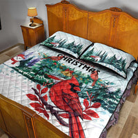 Cardinal Christmas Quilt Bed Set Snowflake Xmas Tree - Wonder Print Shop