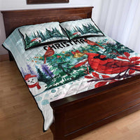 Cardinal Christmas Quilt Bed Set Snowflake Xmas Tree - Wonder Print Shop
