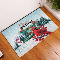 Cardinal Christmas Rubber Doormat Snowflake Xmas Tree - Wonder Print Shop