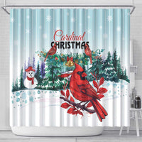 Cardinal Christmas Shower Curtain Snowflake Xmas Tree LT01