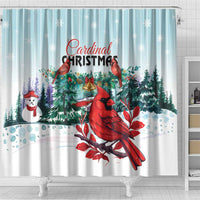 Cardinal Christmas Shower Curtain Snowflake Xmas Tree LT01