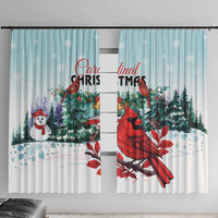 Cardinal Christmas Window Curtain Snowflake Xmas Tree - Wonder Print Shop