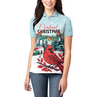 Personalised Cardinal Christmas Women Polo Shirt Snowflake Xmas Tree - Wonder Print Shop