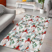 Cardinal Christmas White Area Rug Xmas Pattern - Wonder Print Shop