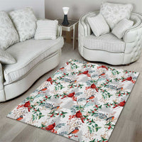 Cardinal Christmas White Area Rug Xmas Pattern - Wonder Print Shop