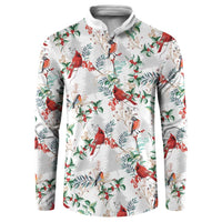 Cardinal Christmas White Button Sweatshirt Xmas Pattern - Wonder Print Shop