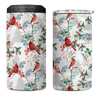 Cardinal Christmas White 4 in 1 Can Cooler Tumbler Xmas Pattern - Wonder Print Shop