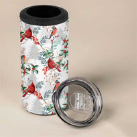 Cardinal Christmas White 4 in 1 Can Cooler Tumbler Xmas Pattern - Wonder Print Shop