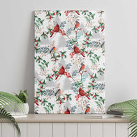 Cardinal Christmas White Canvas Wall Art Xmas Pattern - Wonder Print Shop