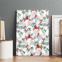 Cardinal Christmas White Canvas Wall Art Xmas Pattern - Wonder Print Shop