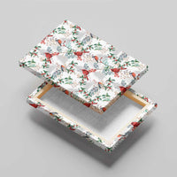 Cardinal Christmas White Canvas Wall Art Xmas Pattern - Wonder Print Shop
