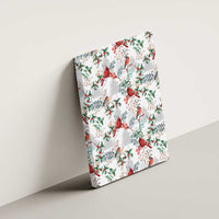 Cardinal Christmas White Canvas Wall Art Xmas Pattern - Wonder Print Shop