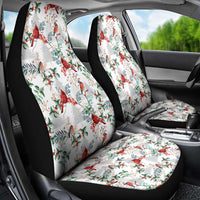Cardinal Christmas White Car Seat Cover Xmas Pattern - Wonder Print Shop