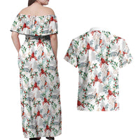 Cardinal Christmas White Couples Matching Off Shoulder Maxi Dress and Hawaiian Shirt Xmas Pattern - Wonder Print Shop