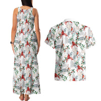 Cardinal Christmas White Couples Matching Tank Maxi Dress and Hawaiian Shirt Xmas Pattern - Wonder Print Shop