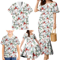 Cardinal Christmas White Family Matching Mermaid Dress and Hawaiian Shirt Xmas Pattern - Wonder Print Shop