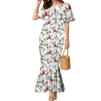 Cardinal Christmas White Family Matching Mermaid Dress and Hawaiian Shirt Xmas Pattern - Wonder Print Shop