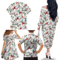 Cardinal Christmas White Family Matching Off The Shoulder Long Sleeve Dress and Hawaiian Shirt Xmas Pattern - Wonder Print Shop