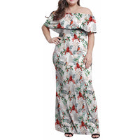 Cardinal Christmas White Family Matching Off Shoulder Maxi Dress and Hawaiian Shirt Xmas Pattern - Wonder Print Shop