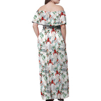 Cardinal Christmas White Family Matching Off Shoulder Maxi Dress and Hawaiian Shirt Xmas Pattern - Wonder Print Shop