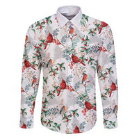 Cardinal Christmas White Family Matching Off Shoulder Short Dress and Hawaiian Shirt Xmas Pattern - Wonder Print Shop