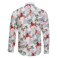 Cardinal Christmas White Family Matching Off Shoulder Short Dress and Hawaiian Shirt Xmas Pattern - Wonder Print Shop