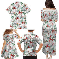 Cardinal Christmas White Family Matching Puletasi and Hawaiian Shirt Xmas Pattern - Wonder Print Shop
