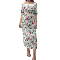 Cardinal Christmas White Family Matching Puletasi and Hawaiian Shirt Xmas Pattern - Wonder Print Shop