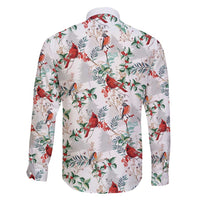 Cardinal Christmas White Family Matching Short Sleeve Bodycon Dress and Hawaiian Shirt Xmas Pattern - Wonder Print Shop