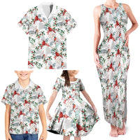 Cardinal Christmas White Family Matching Tank Maxi Dress and Hawaiian Shirt Xmas Pattern - Wonder Print Shop