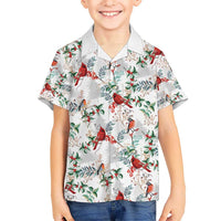 Cardinal Christmas White Kid Hawaiian Shirt Xmas Pattern - Wonder Print Shop