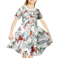 Cardinal Christmas White Kid Short Sleeve Dress Xmas Pattern - Wonder Print Shop