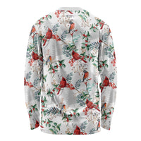 Cardinal Christmas White Long Sleeve Shirt Xmas Pattern - Wonder Print Shop