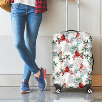Cardinal Christmas White Luggage Cover Xmas Pattern - Wonder Print Shop